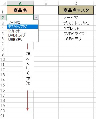 Excel エクセル 入力規則のリスト範囲を可変にする Caderu